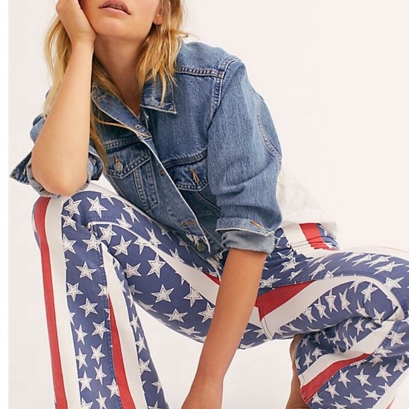 Free People Star-Patterned Flare Pants - Picture 4 of 8